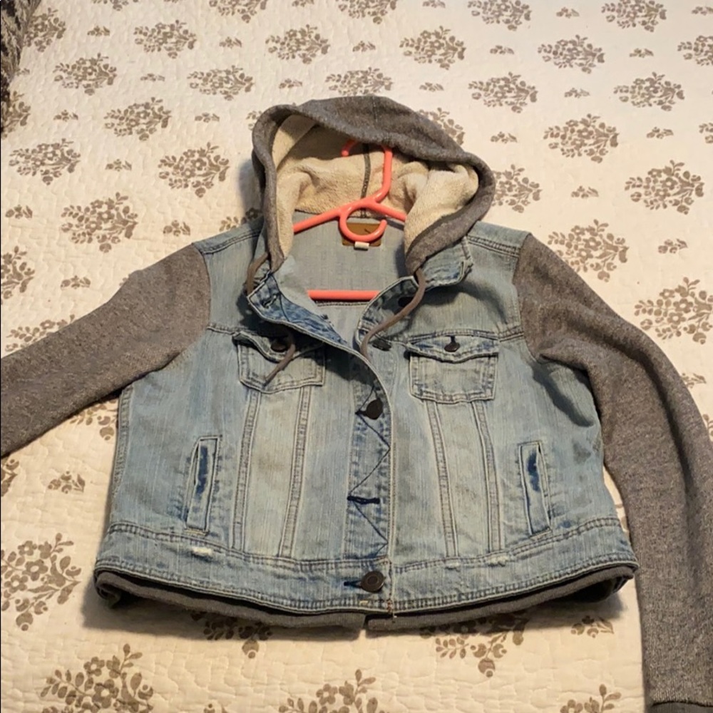 Hooded sweatshirt jean jacket